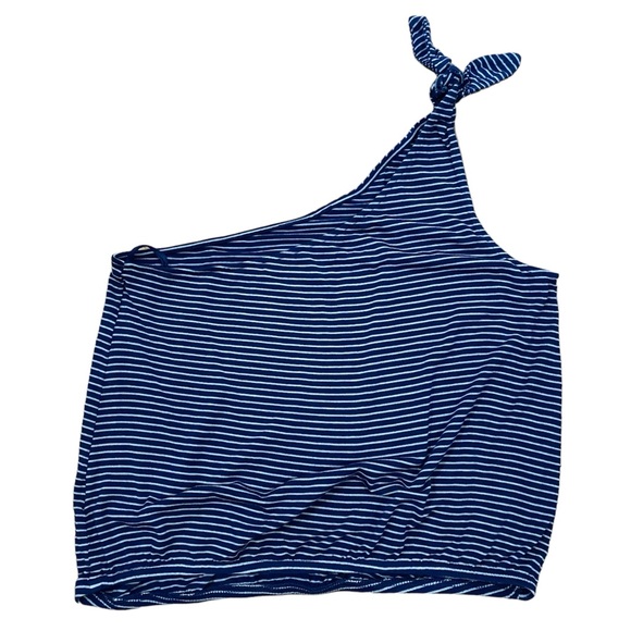 AE Soft & Sexy One-Shoulder Cropped Tank Top Navy Blue Gray medium - Picture 2 of 8